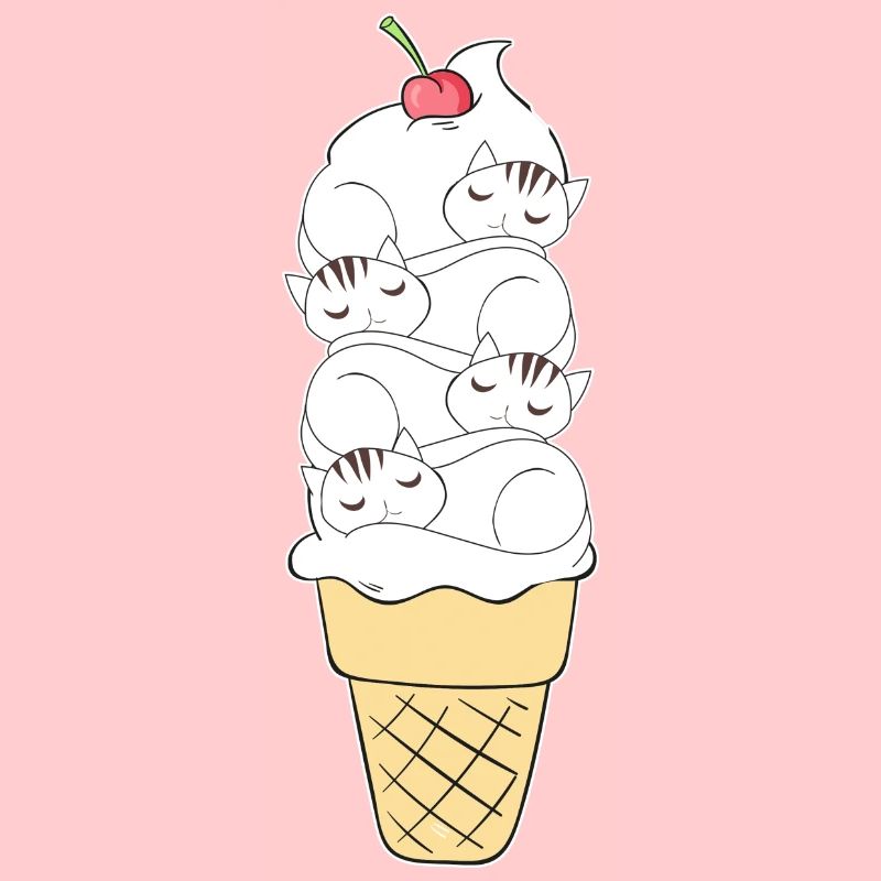 Mignon chat crème glacée chat dessert
