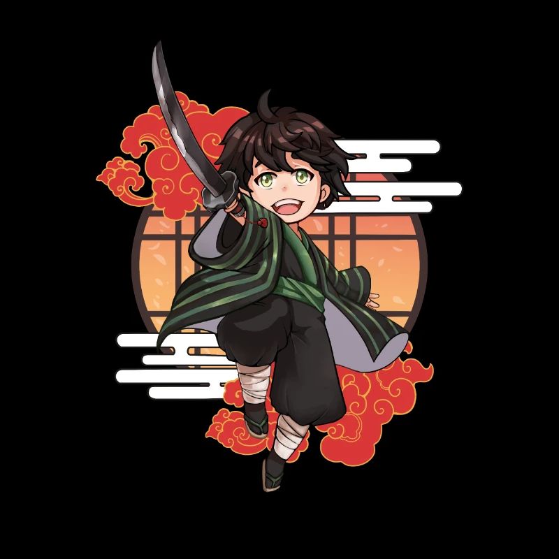 Chibi Samurai Junge mit Katana