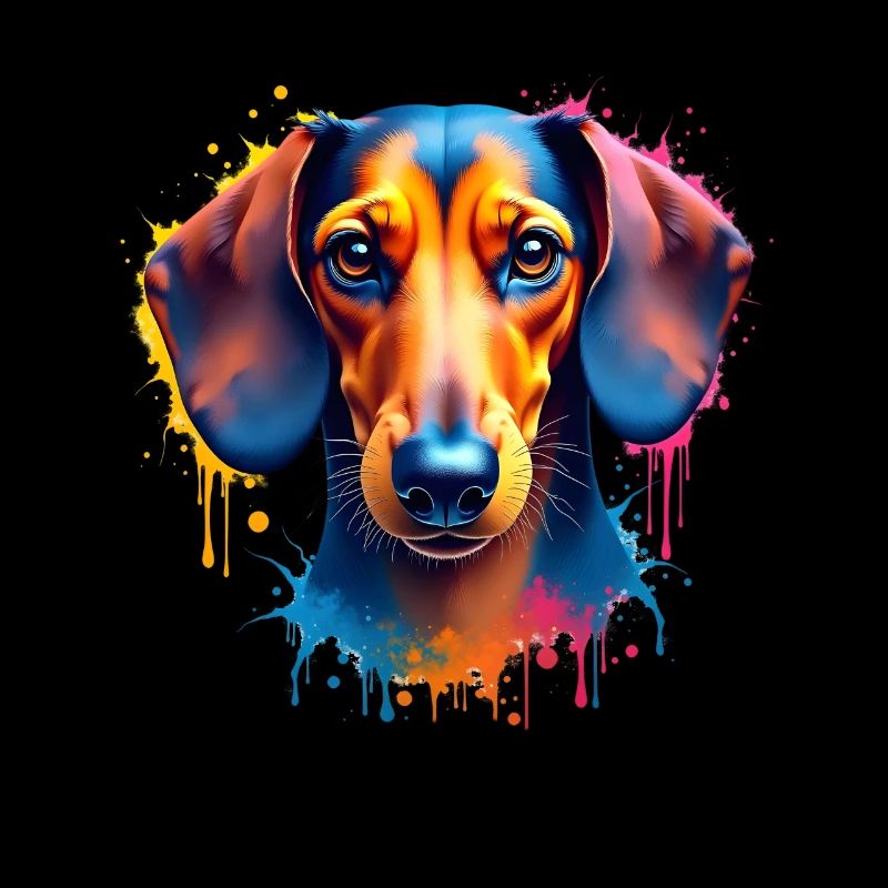 Dackel Bunte Kunst Kunstwerk Tier Motiv Dackel