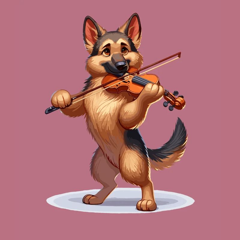 German Shepherd playing violin