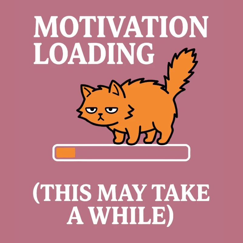 Motivation Loading Tired Cat with Loading Bar