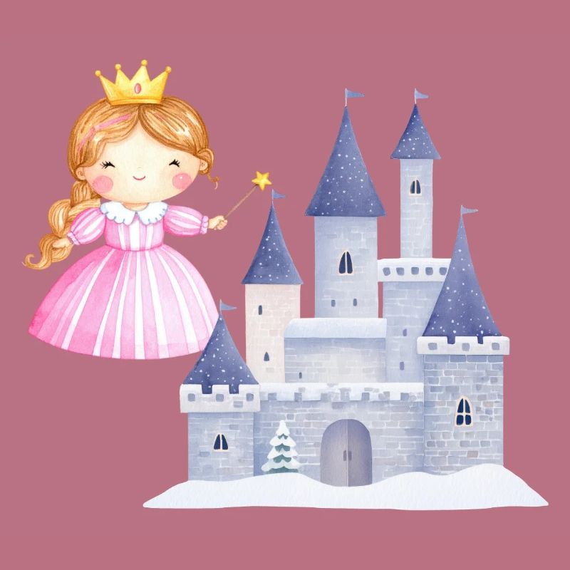 Princesse devant le château de neige