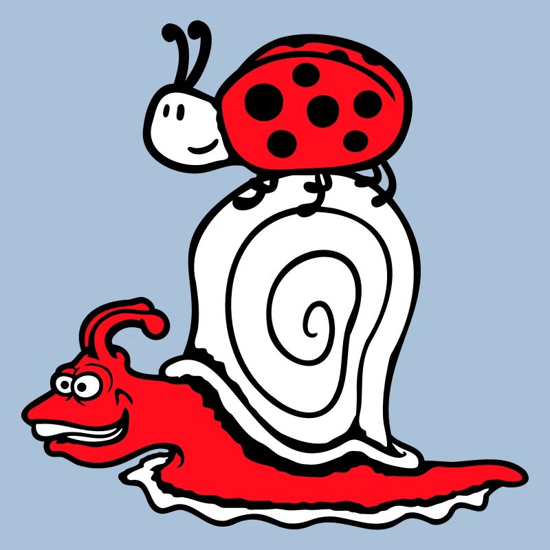 Escargot 2 Amis Coccinelle Équipe Rapide Mignon