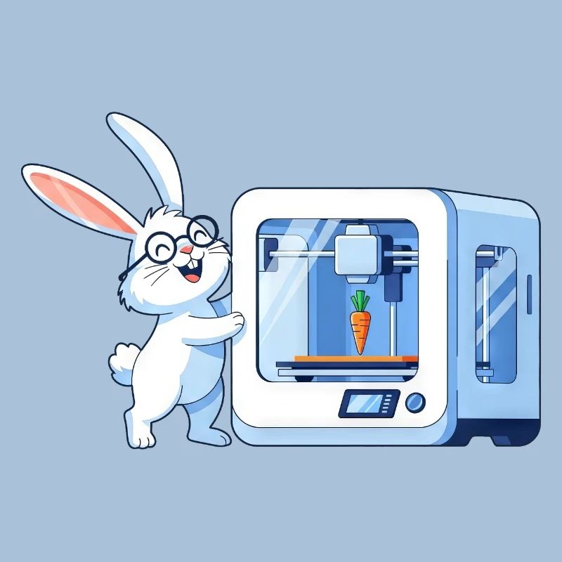Funny Rabbit Nerd Programmeur Imprimante 3D
