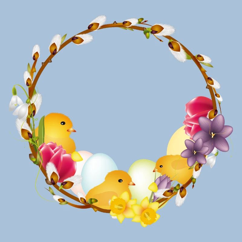 Spring wreath with chick Easter and spring motif