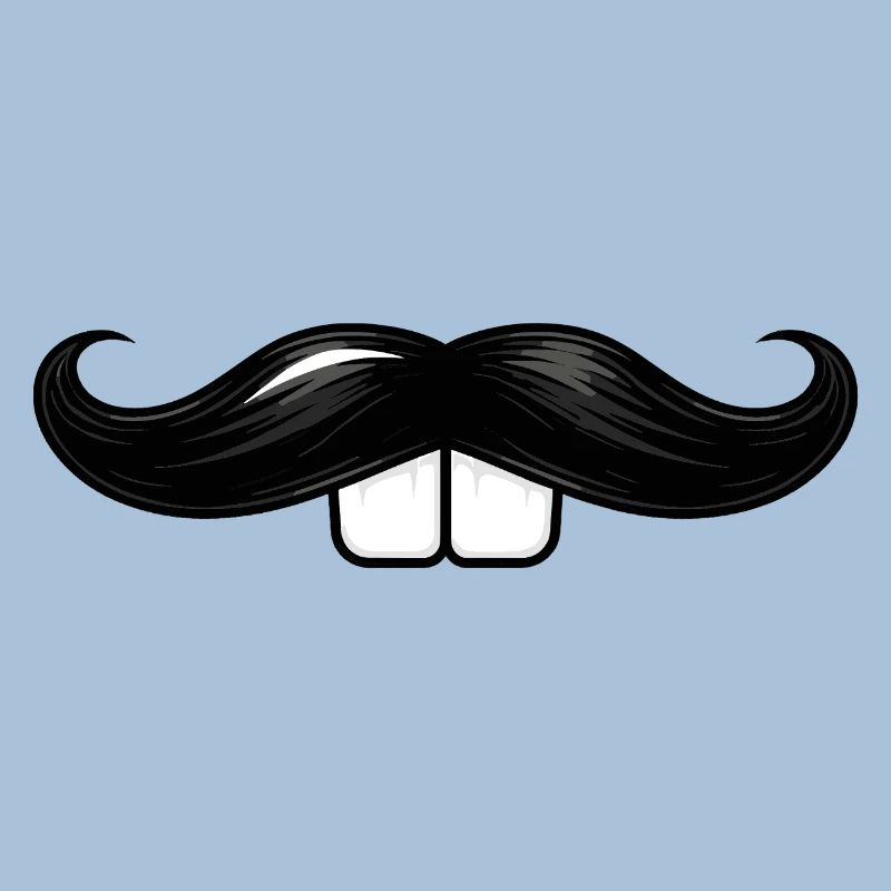 Mustache with rabbit teeth