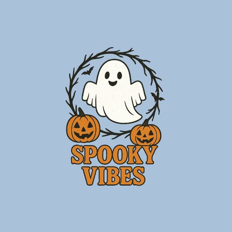 Spooky Vibes Ghost with Pumpkins