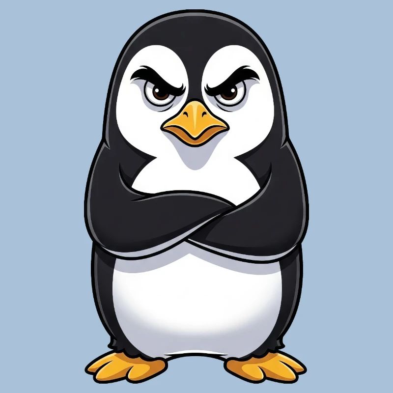 Grumpy Penguin Cartoon Sour Grumpy Annoyed