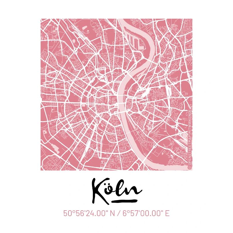 Cologne - City Map Map Map (old rose)