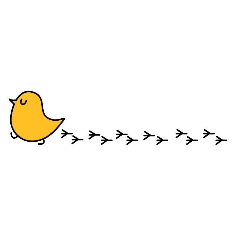 Funny bird with bird tracks (b)