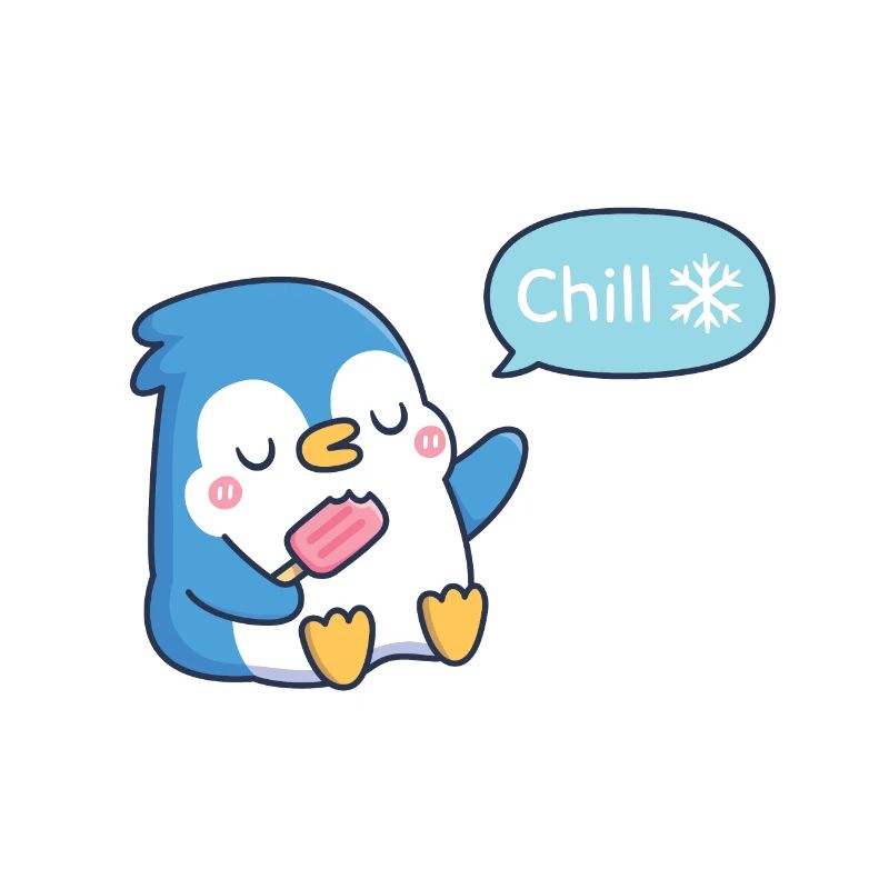 Netter blauer Pinguin sagt Chill-Aufkleber