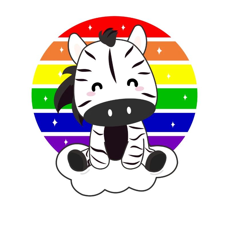 Zebra on rainbow cloud magical animals