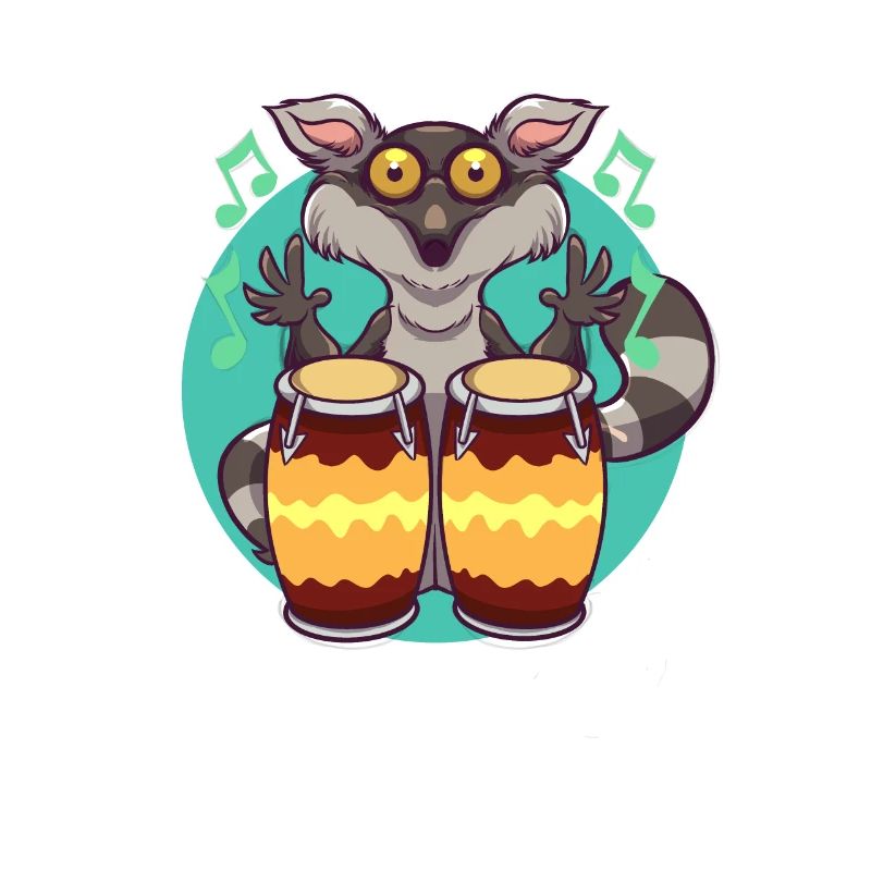 Comic Lemur spielt Percussion