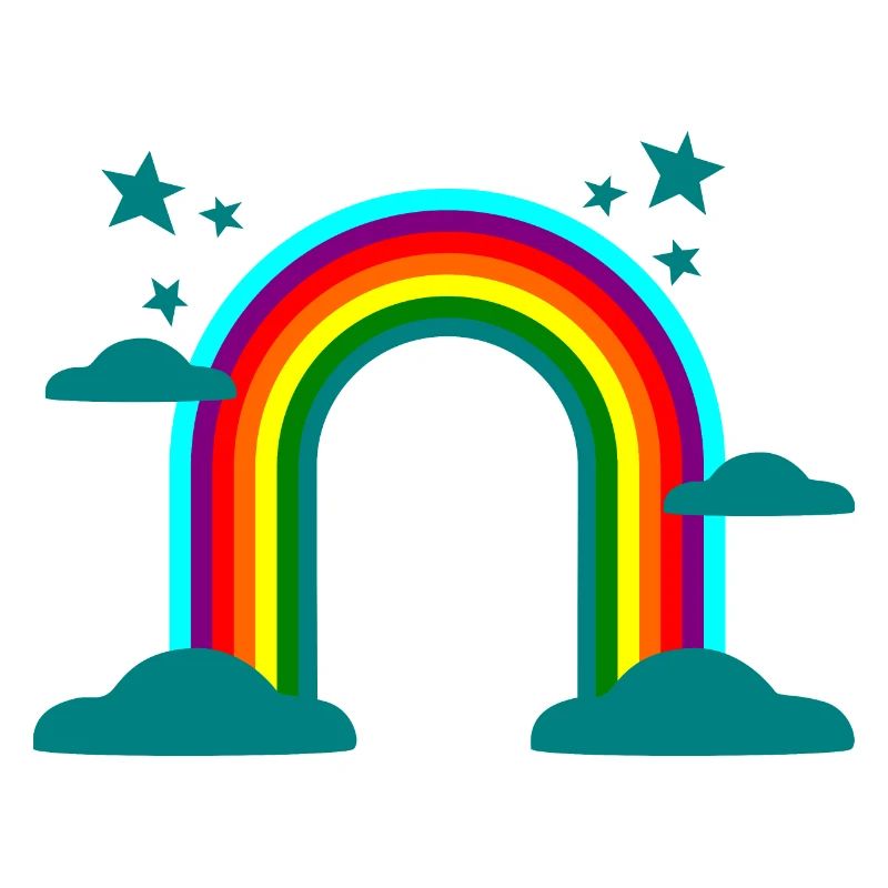 Rainbow Clouds Stars Colorful Gift