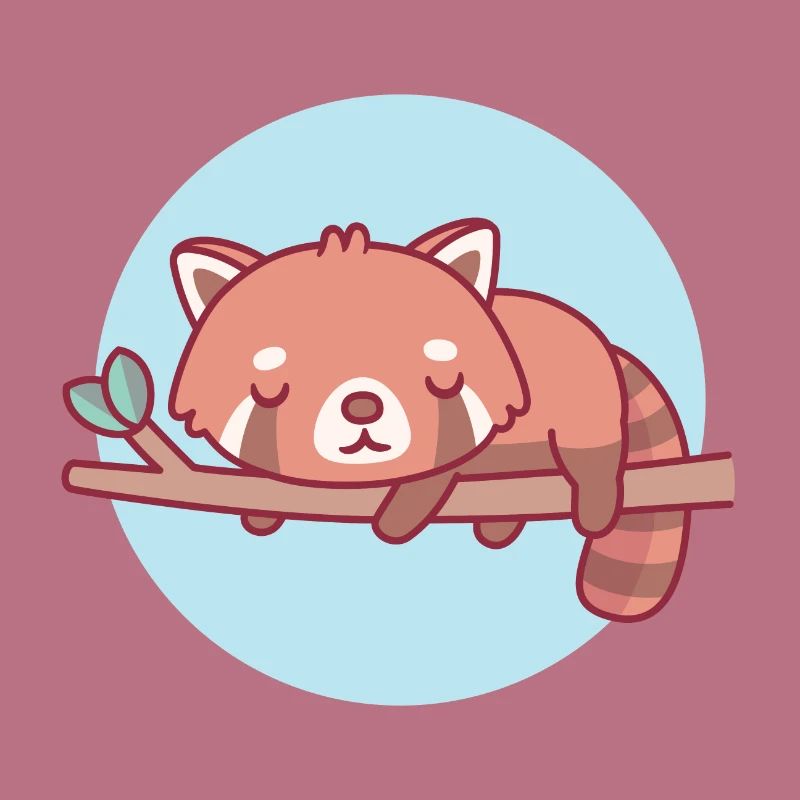 Cute Red Panda Sleeping On Tree Branch