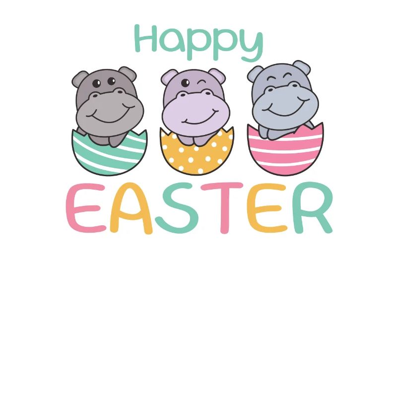 sweet hippos for Easter with Easter eggs hippo