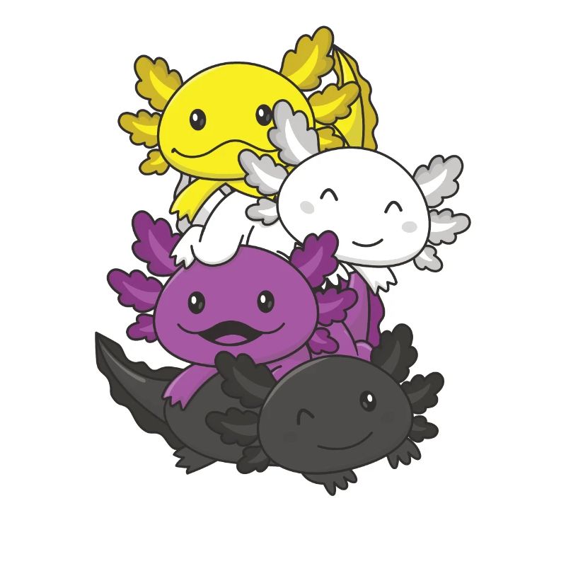 Nonbinary Flag Pride LGBTQ Mignon Axolotl Pile