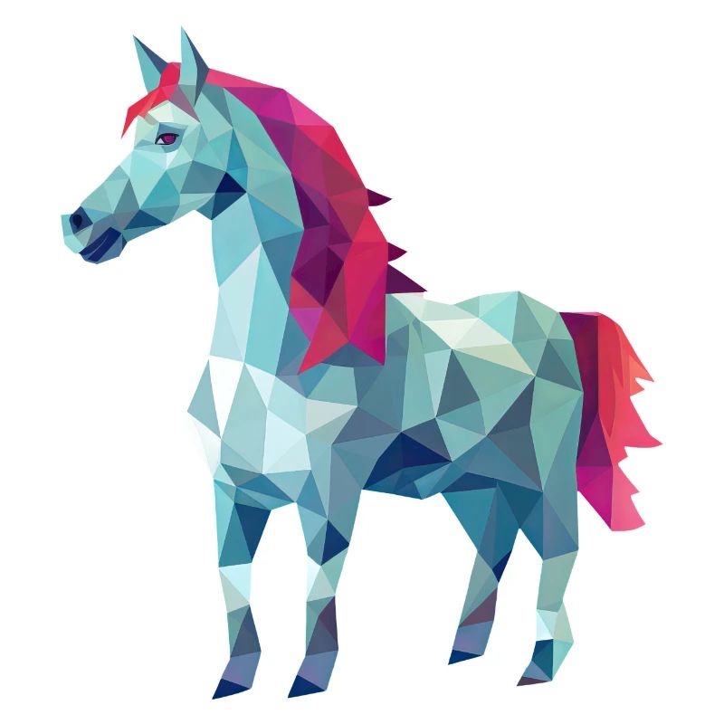 Weißes Pferd in Pink Polygon Kunst Design