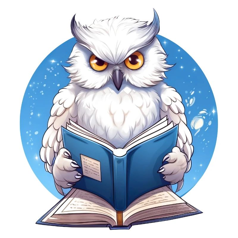 Weise Eule mit Buch - Lesendes Design