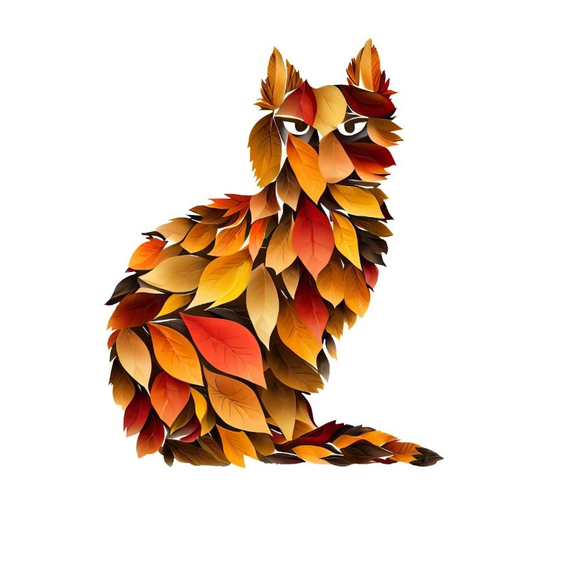Chat d’automne à partir de feuilles panachées