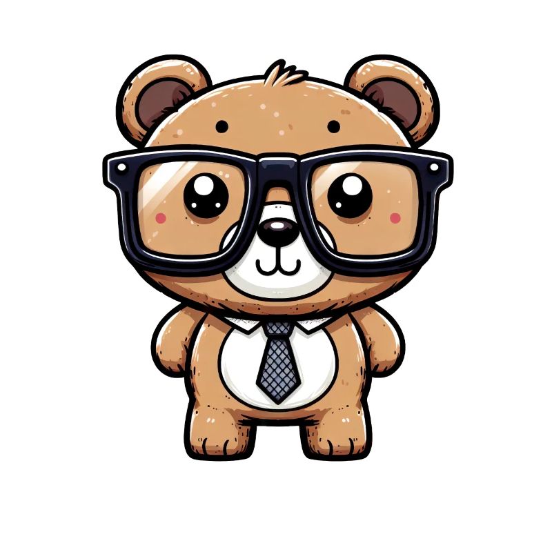 Nerdiger Bär mit Brille