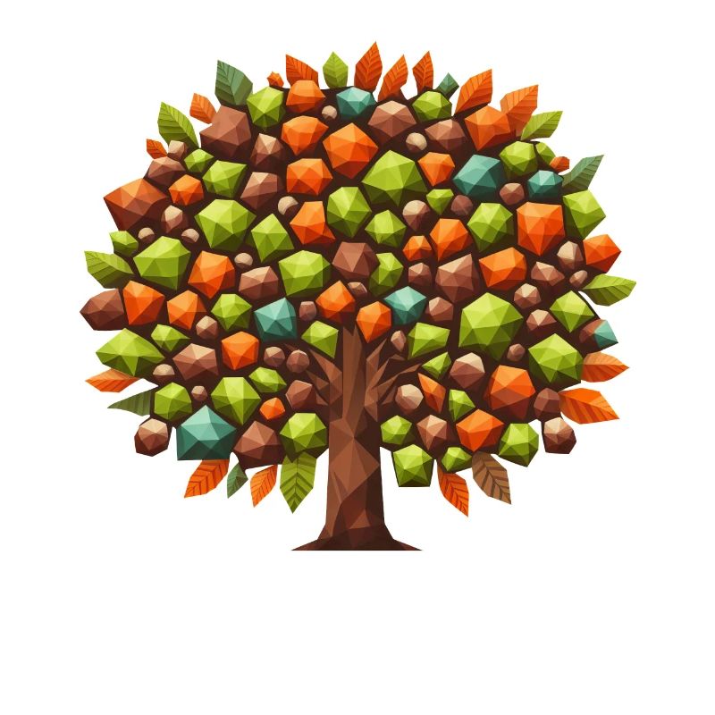 Autumn Elegance: Polygonal Deciduous Tree in