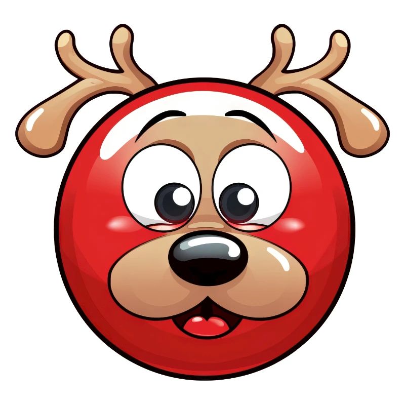 Rundes Rentier-Weihnachtskugel Comic Design
