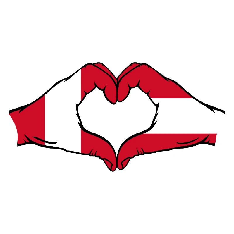 Pérou Autriche drapeau mains forme de coeur
