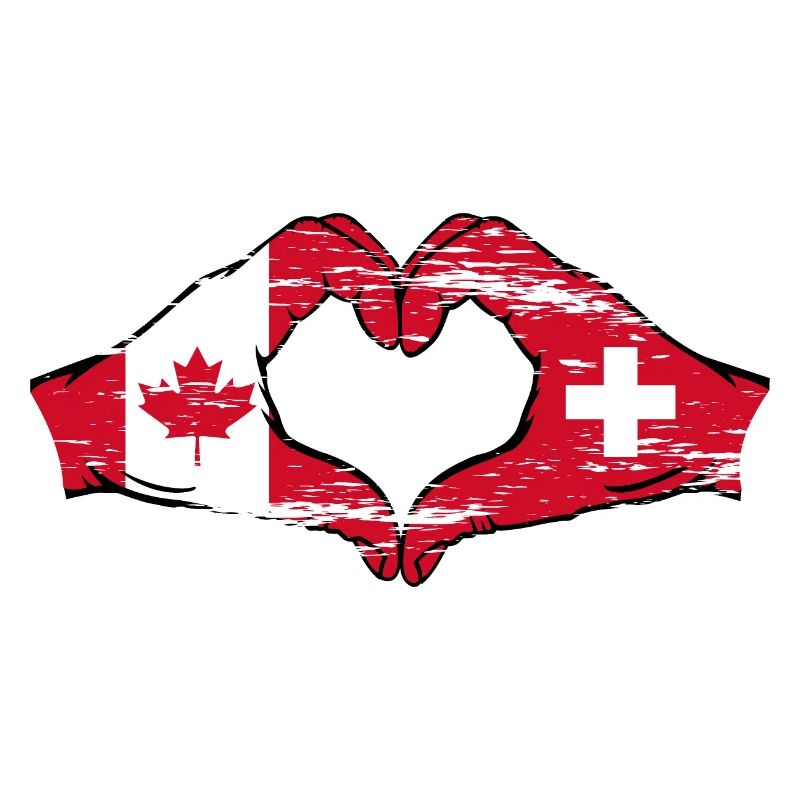 Canada Suisse Drapeau Mains Coeur Forme Utilisé