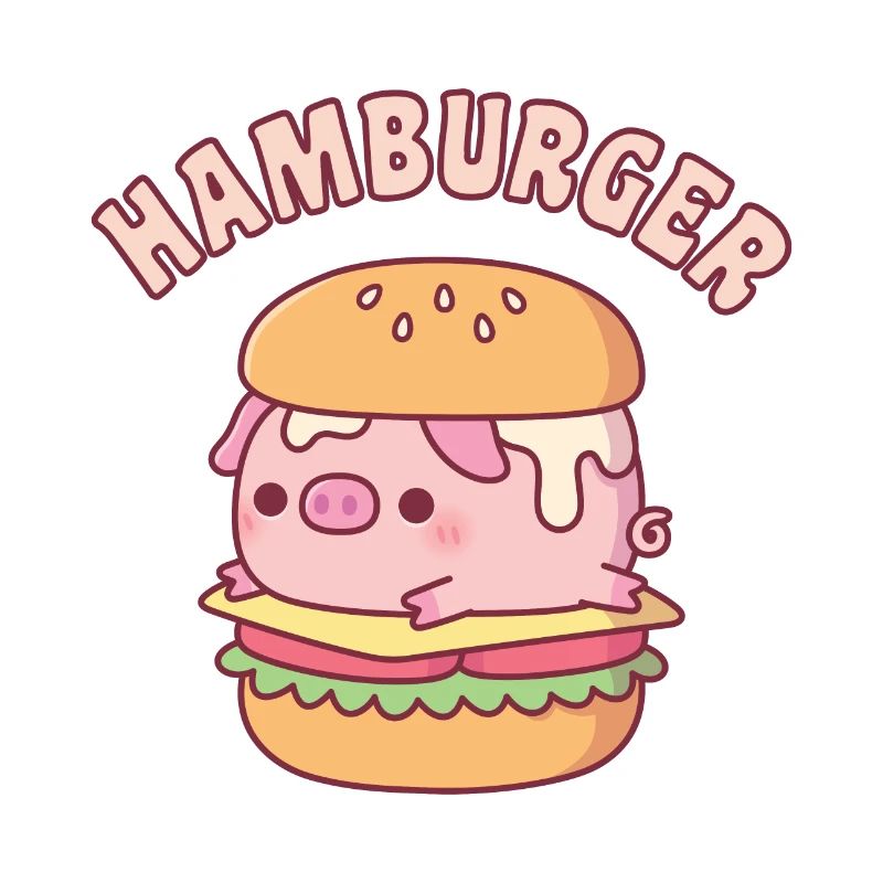 Mignon cochon hamburger jeu de mots drôle