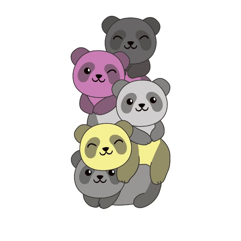 Perigirl Flag Pride LGBTQ Cute Panda Stack