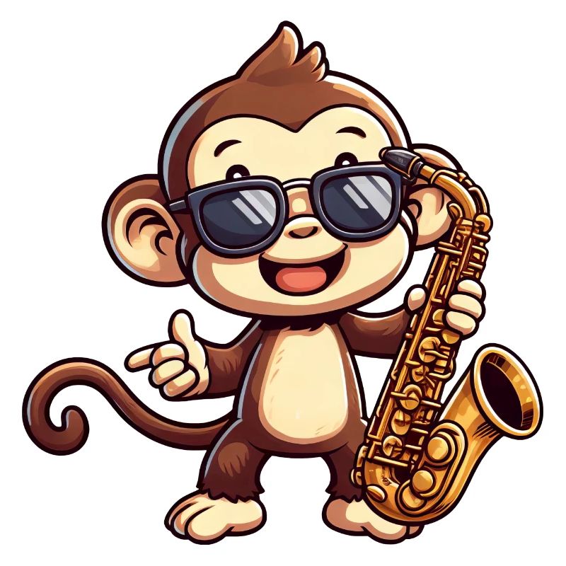 Jazz Saxophone Monkey Chimpanzee Music Lover