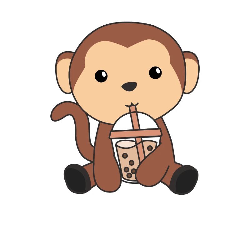 Singe Bubble Tea Singe Animaux Mignons