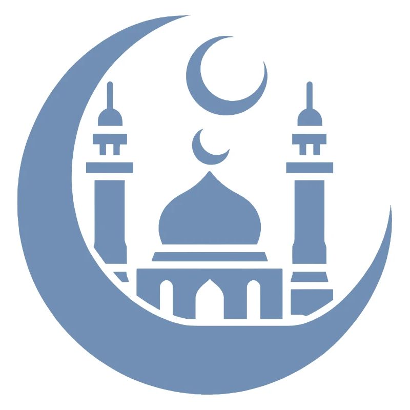 Mosque Silhouette with Crescent Moon: Islamic Art