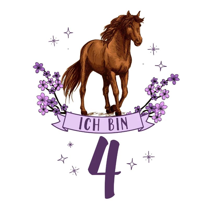 Geburtstag 4 Mädchen Pferd Reiten Stall Vier 4 Jah