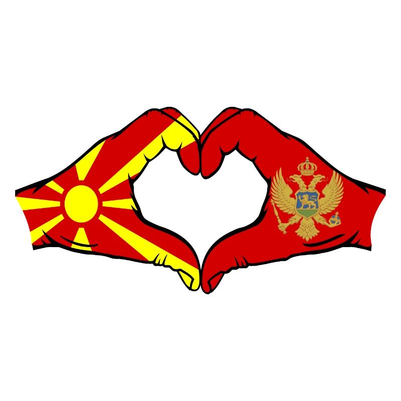 Macédoine Monténégro Drapeau Mains Coeur Forme