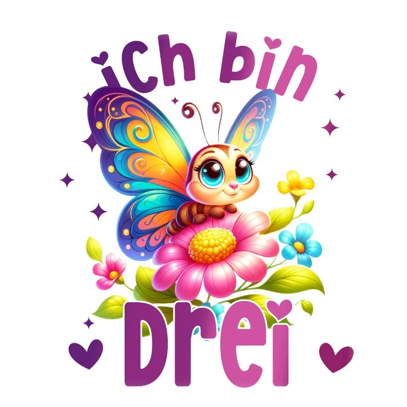 Geburtstag 3 Mädchen Schmetterling Mädchen Drei 3