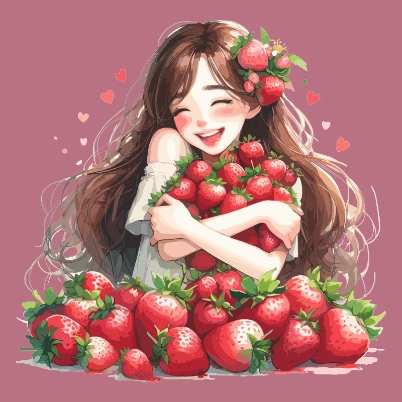 Erdbeermädchen Erdbeeren Geschenk