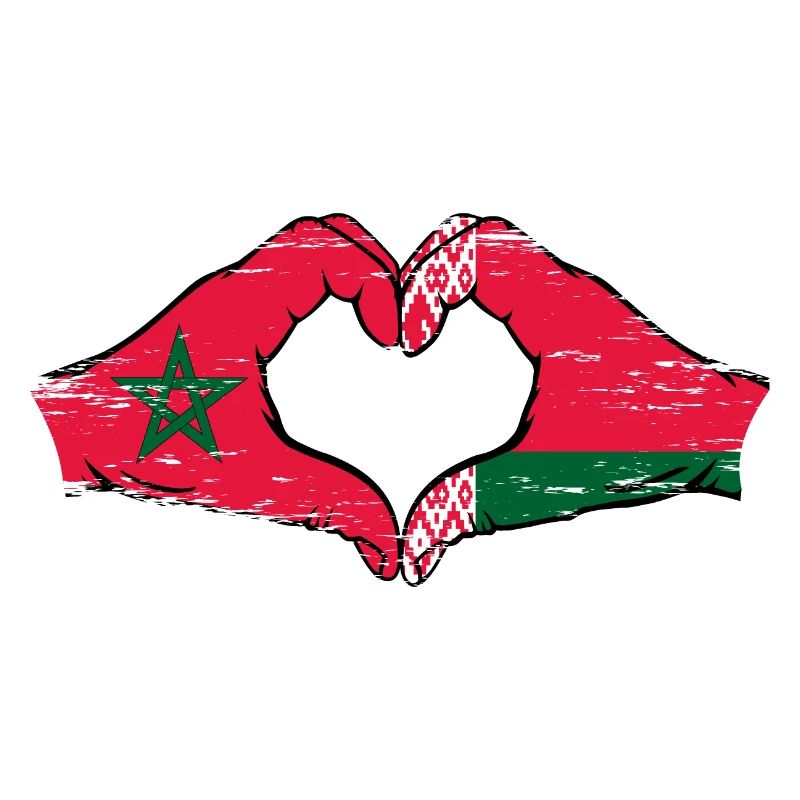Maroc Biélorussie drapeau mains coeur utilisé