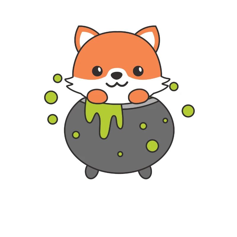 Fox Happy Halloween Witch's Cauldron Bat
