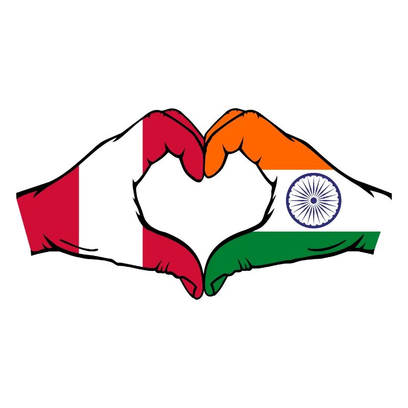 Pérou Inde Drapeau Mains Coeur Forme
