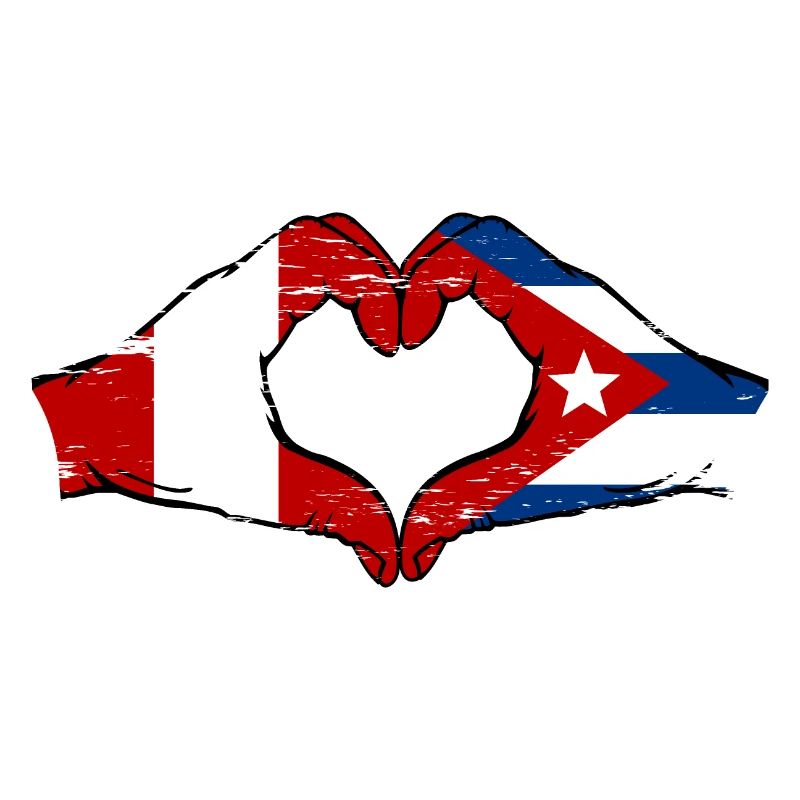 Pérou Cuba drapeau mains forme de coeur utilisé