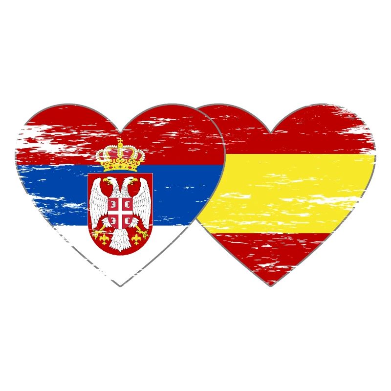 Serbie Espagne Drapeau Mains Coeur Forme Utilisé
