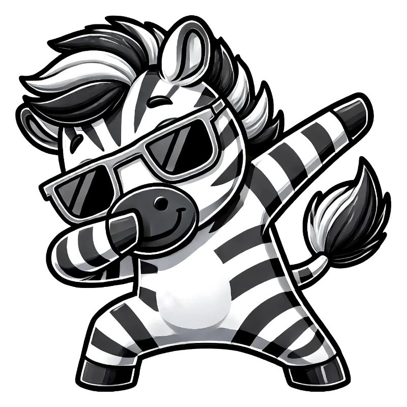 Cooles Zebra Dab Cartoon mit Sonnenbrille