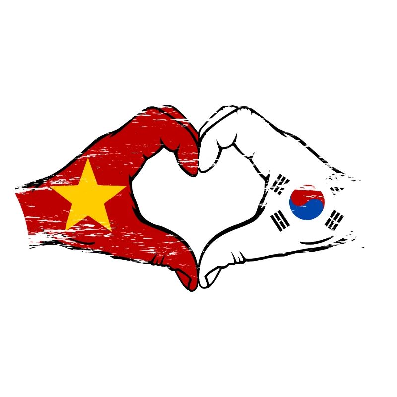 Vietnam Corée du Sud Drapeau Mains Coeur Forme Utilisé