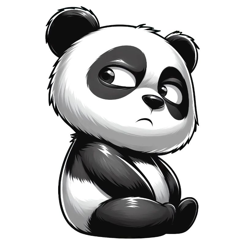 Skeptical Panda Cartoon Cute Doubt