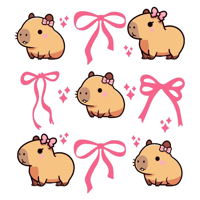 Cute Capybara Pink Bow Capybara