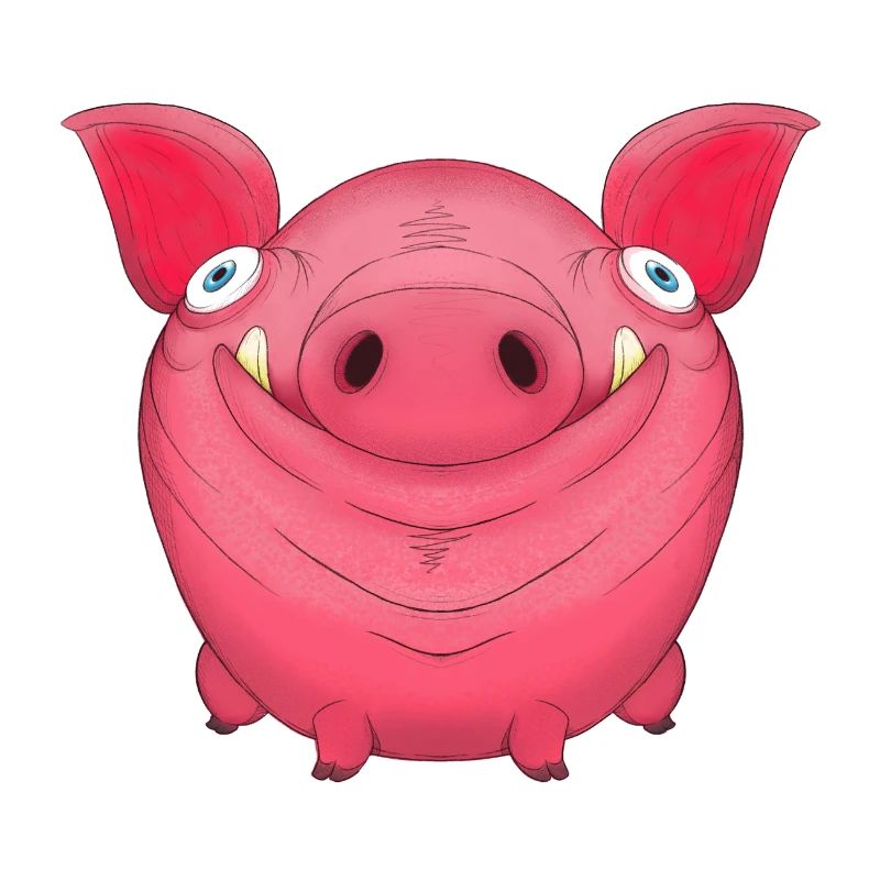 Mignon rond dessin animé cochon