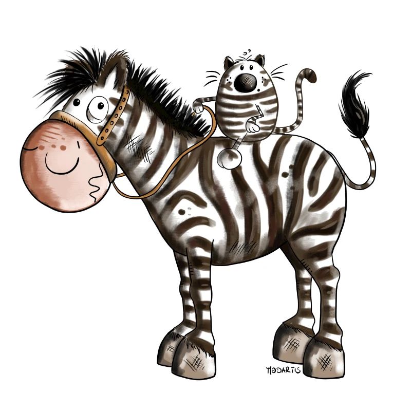 Zebra mit Katze