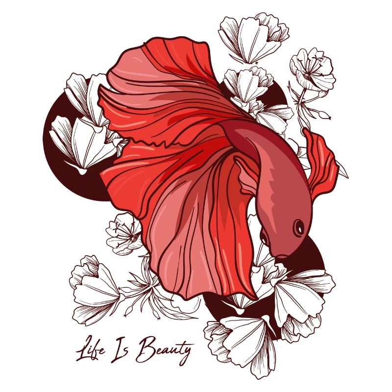 Poisson de combat Avec des fleurs